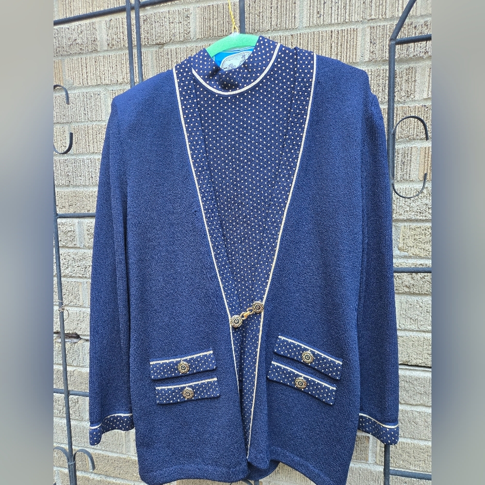 St. John Navy Blazer with Gold Details